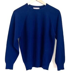 Vintage John Laing Lambswool Men Sweater Size 38 Blue Pullover Made in Scotland